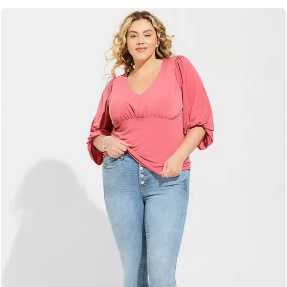 Women's Pink V-Neck Top